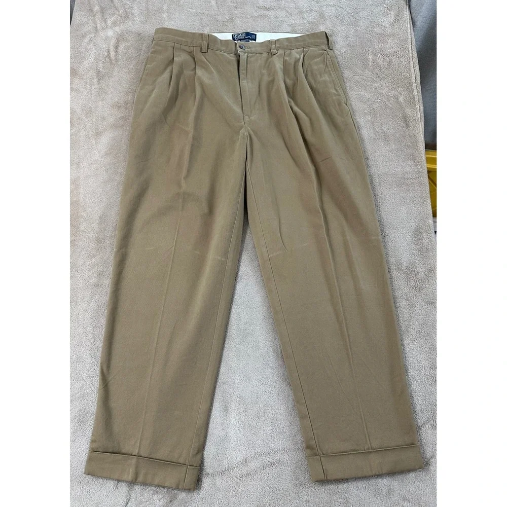Vintage Polo Ralph Lauren Andrew Pants  Mens Size 38/30 Beige‎ Chino Style